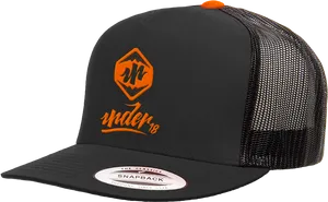 Black Orange Snapback Cap PNG Image