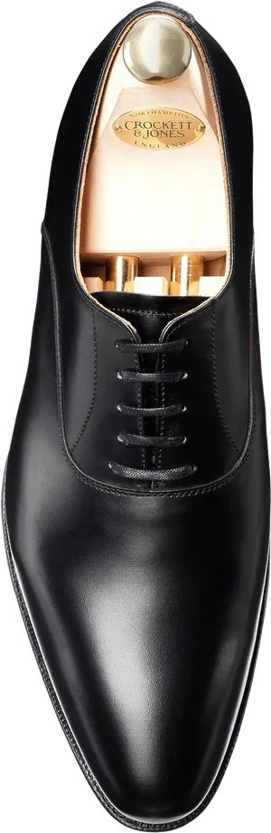 Black Oxford Shoe Top View PNG Image