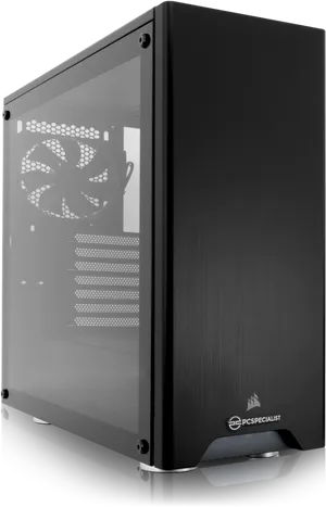 Black P C Tower Case Side View PNG Image