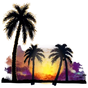 Black Palm Tree Silhouette Against Sunset Png Osh PNG Image