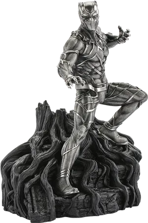 Black Panther Statue Pose PNG Image