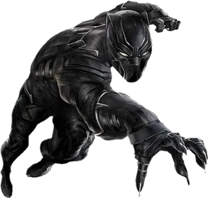 Black Pantherin Action Pose PNG Image