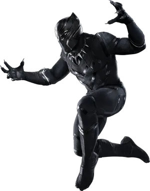 Black Pantherin Action Pose PNG Image