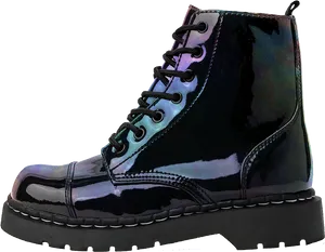 Black Patent Leather Boot PNG Image