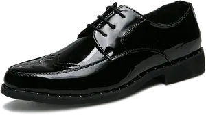 Black Patent Leather Mens Dress Shoe PNG Image