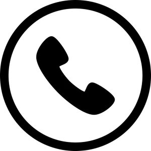 Black Phone Icon Circle Outline PNG Image