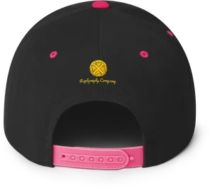 Black Pink Snapback Hat Rear View PNG Image