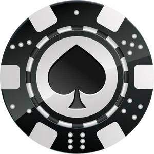 Black Poker Chipwith Spade Symbol PNG Image