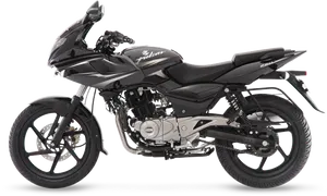 Black Pulsar Motorcycle Profile View PNG Image