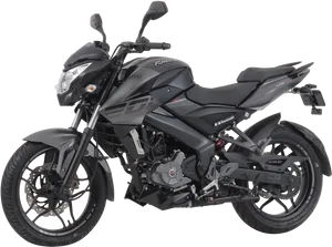 Black Pulsar Motorcycle Profile View PNG Image