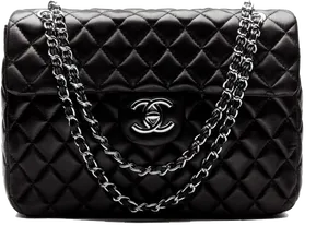 Black Quilted Designer Purse PNG Image