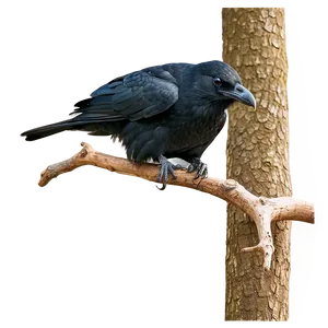 Black Raven On Branch Png 06122024 PNG Image