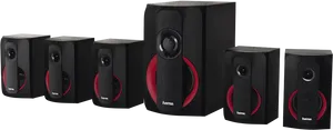 Black Red Surround Sound Speakers PNG Image