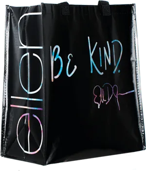 Black Reusable Tote Bag Be Kind Design PNG