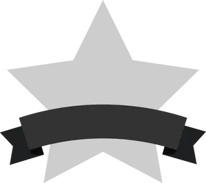 Black Ribbon Across White Star PNG Image