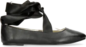 Black Ribbon Ballet Flat Shoe PNG Image