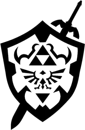 Black Shieldwith Swordand Triangular Symbols PNG Image