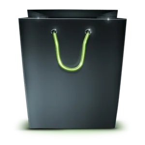 Black Shopping Bag Green Handles PNG