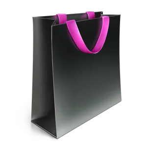 Black Shopping Bag Pink Handles PNG Image