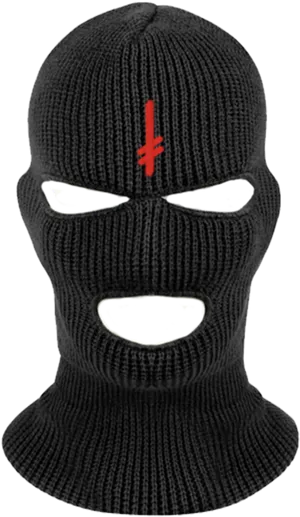 Black Ski Maskwith Red Symbol PNG Image