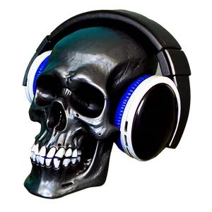 Black Skull With Headphones Png Thj PNG Image