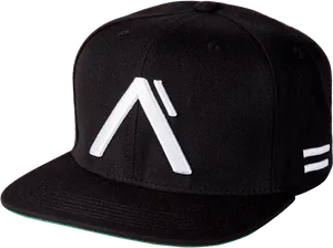 Black Snapback Hat White Logo PNG Image