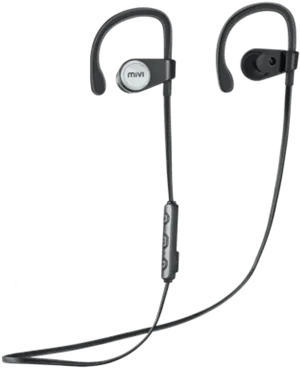 Black Sports Earphoneswith Mic PNG Image