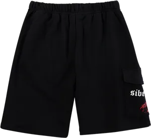 Black Sports Shortswith Logo PNG Image