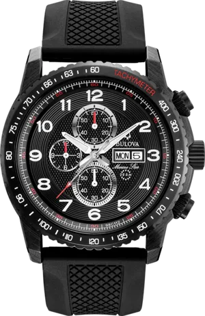 Black Sporty Chronograph Watch PNG Image