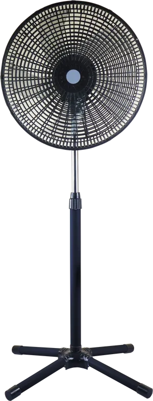 Black Standing Fan Isolatedon Black Background.jpg PNG Image