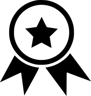 Black Star Award Ribbon Icon PNG Image