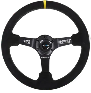 Black Suede N R G Steering Wheel PNG Image