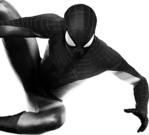 Black Suit Spiderman Pose PNG Image