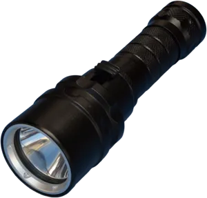 Black Tactical Flashlight PNG Image