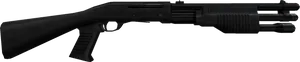 Black Tactical Shotgun Side View PNG Image