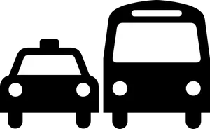 Black Taxiand Bus Silhouette PNG Image