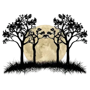 Black Trees In Moonlight Png Tte59 PNG Image