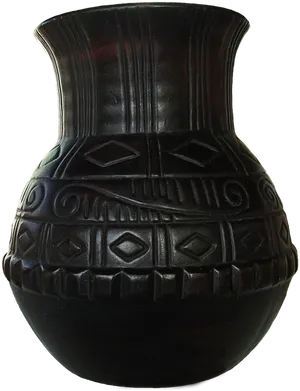 Black Tribal Pattern Vase PNG Image