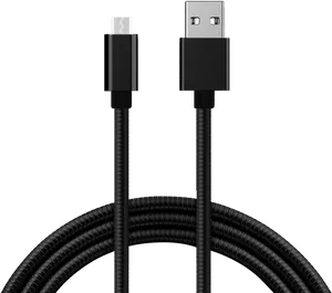 Black U S B Cablewith Flexible Covering PNG Image