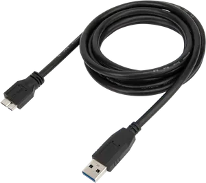 Black U S B Cablewith U S B Aand Micro U S B Connectors PNG Image