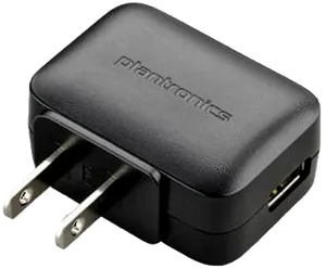 Black U S B Wall Charger Plantronics PNG Image