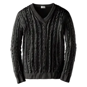 Black V-neck Sweater Png 06132024 PNG Image