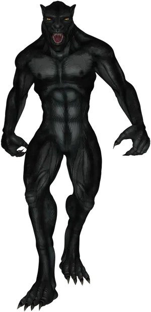 Black Werewolf Figure.png PNG Image