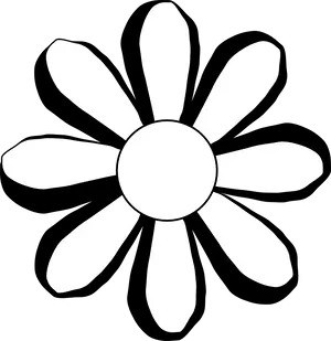 Black White Daisy Graphic PNG Image