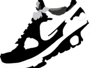 Black White Running Shoe Illustration PNG Image