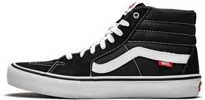 Black White Vans Sk8 Hi Sneaker PNG Image