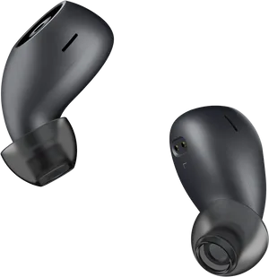 Black Wireless Earbuds Product Showcase PNG Image