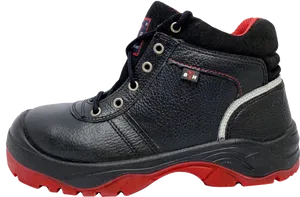 Black Work Boot Red Sole PNG Image