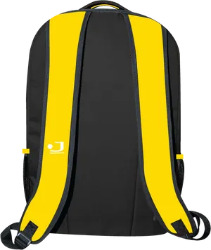 Black Yellow Backpack Rear View PNG Image