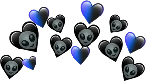 Blackand Blue Heart Emojis PNG Image